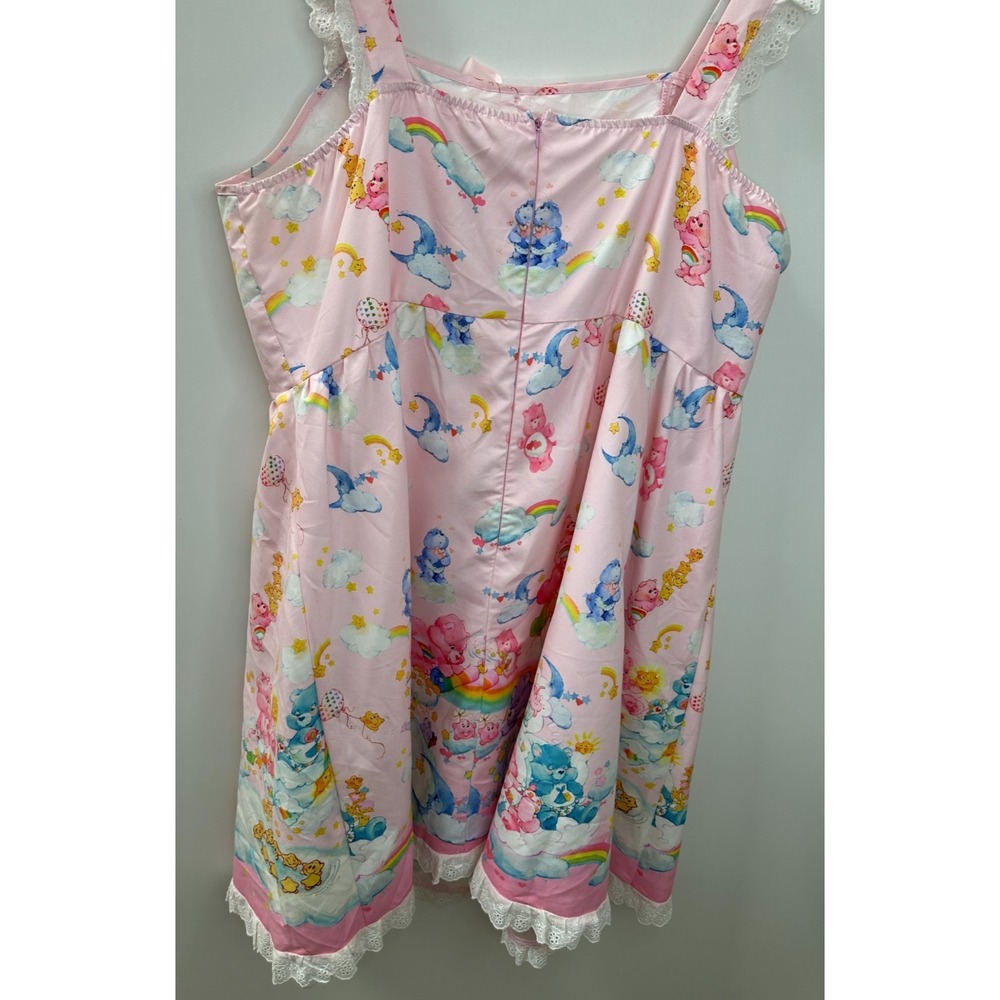 Romwe Care Bears Pink Lace Trim Bow Mini Dress 4XL Kawaii Pastel Rainbow Cosplay - Picture 13 of 15